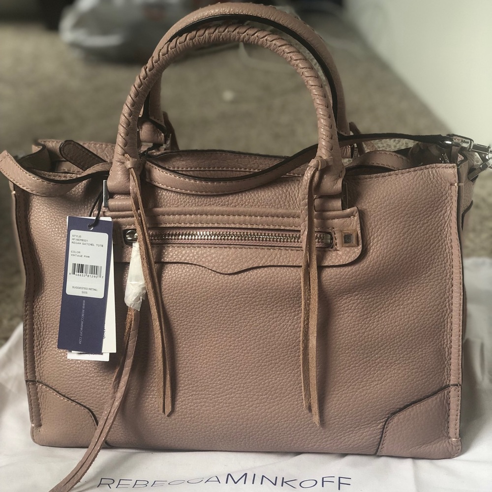 NWT! Rebecca Minkoff Regan Satchel Tote Vintage Pink